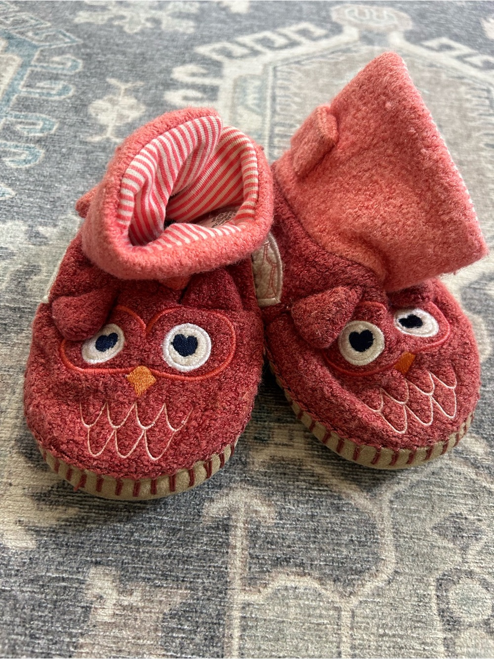Hanna Andersson Coral Pink Owl Slip-On Slippers